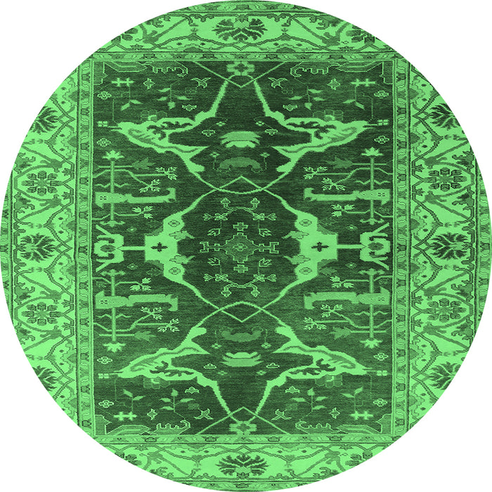 Round Oriental Emerald Green Traditional Rug, urb810emgrn