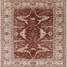 Square Machine Washable Industrial Modern Fire Brick Red Rug, wshurb810