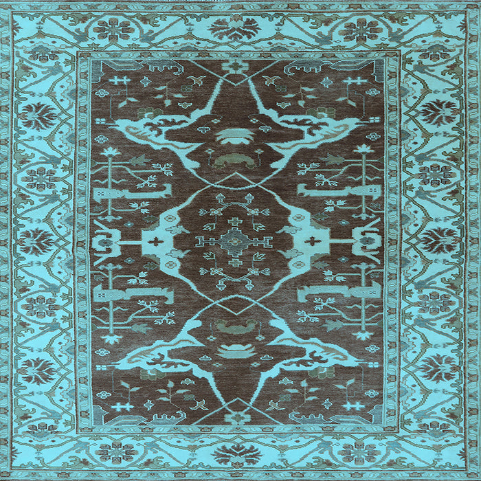 Square Machine Washable Oriental Light Blue Traditional Rug, wshurb810lblu