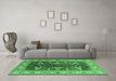 Machine Washable Oriental Emerald Green Traditional Area Rugs in a Living Room,, wshurb810emgrn