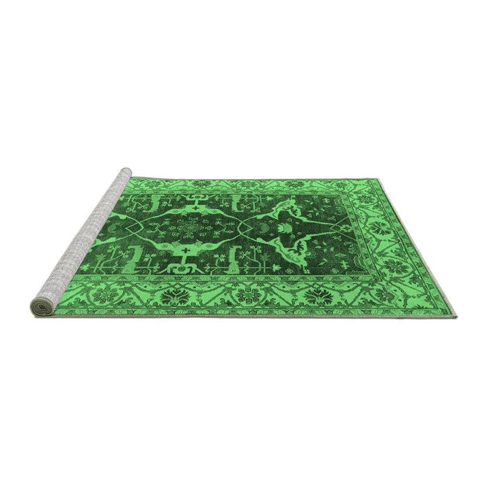 Sideview of Machine Washable Oriental Emerald Green Traditional Area Rugs, wshurb810emgrn