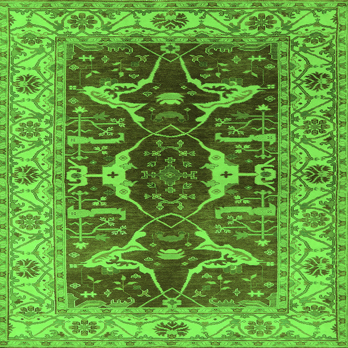 Square Oriental Green Traditional Rug, urb810grn