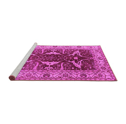 Sideview of Machine Washable Oriental Pink Traditional Rug, wshurb810pnk