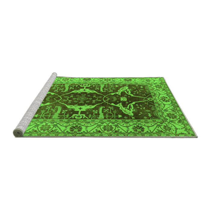 Sideview of Machine Washable Oriental Green Traditional Area Rugs, wshurb810grn