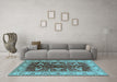 Machine Washable Oriental Light Blue Traditional Rug in a Living Room, wshurb810lblu