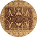 Round Machine Washable Oriental Brown Traditional Rug, wshurb810brn