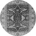 Round Machine Washable Oriental Gray Traditional Rug, wshurb810gry