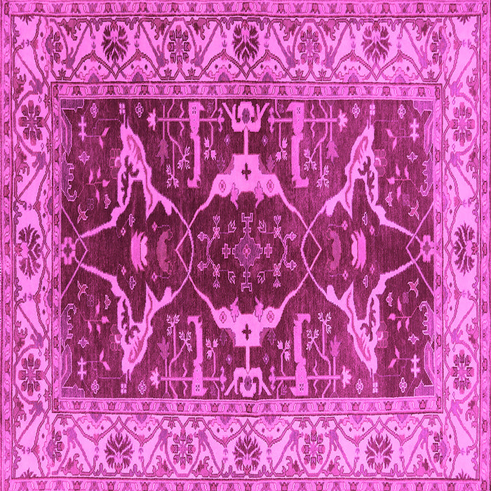 Square Machine Washable Oriental Pink Traditional Rug, wshurb810pnk