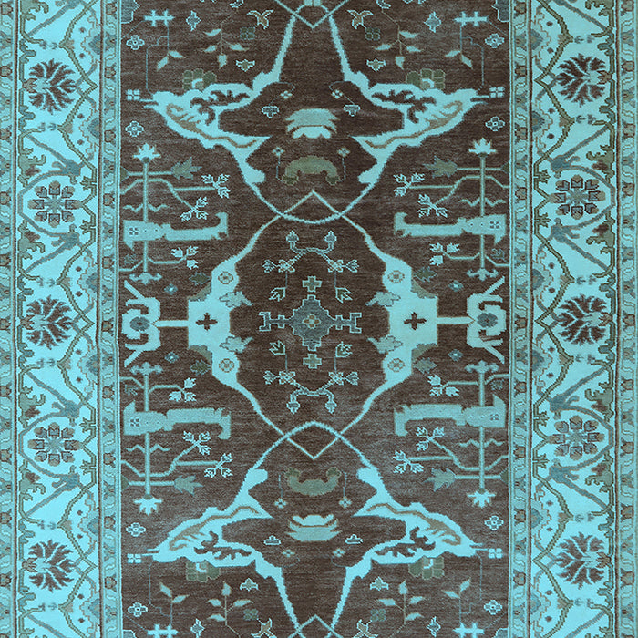Machine Washable Oriental Light Blue Traditional Rug, wshurb810lblu