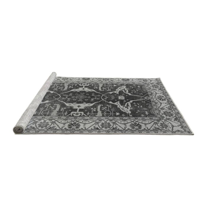 Sideview of Machine Washable Oriental Gray Traditional Rug, wshurb810gry