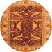 Round Machine Washable Oriental Orange Traditional Area Rugs, wshurb810org