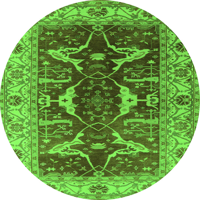 Round Oriental Green Traditional Rug, urb810grn