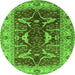 Round Oriental Green Traditional Rug, urb810grn
