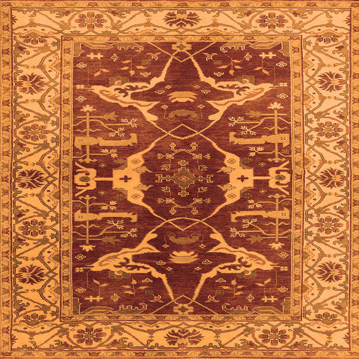 Square Machine Washable Oriental Orange Traditional Area Rugs, wshurb810org