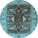 Round Oriental Light Blue Traditional Rug, urb810lblu