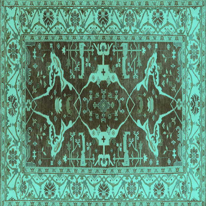 Square Oriental Turquoise Traditional Rug, urb810turq