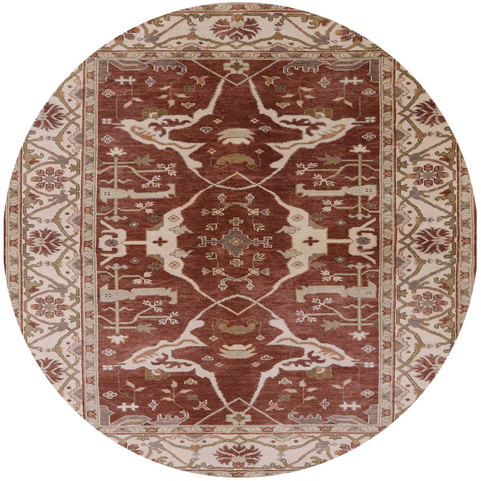 Round Machine Washable Industrial Modern Fire Brick Red Rug, wshurb810