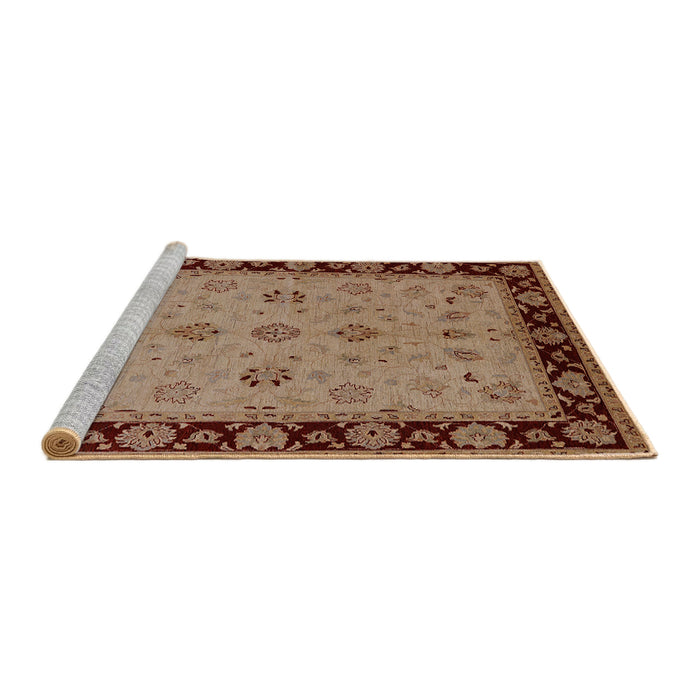 Sideview of Machine Washable Industrial Modern Light Copper Gold Rug, wshurb811