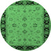 Round Oriental Emerald Green Traditional Rug, urb811emgrn