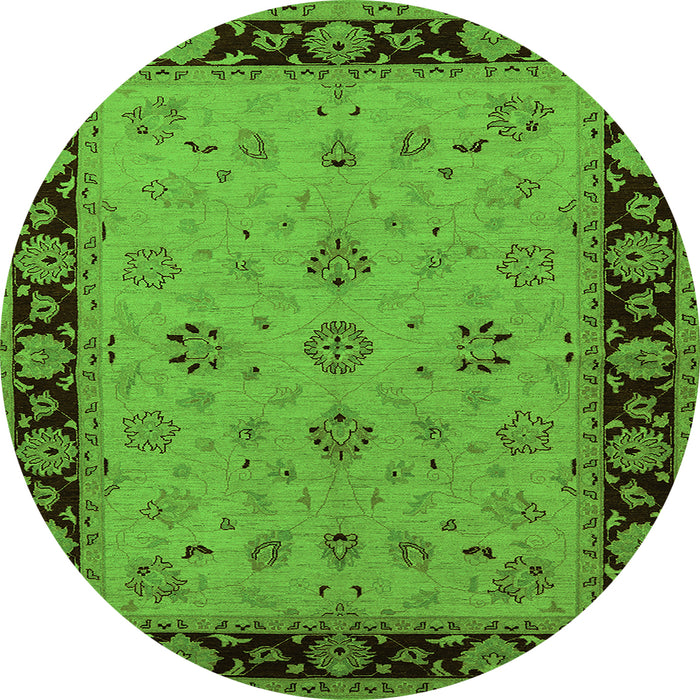 Round Oriental Green Traditional Rug, urb811grn