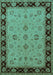 Machine Washable Oriental Turquoise Traditional Area Rugs, wshurb811turq