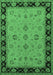Machine Washable Oriental Emerald Green Traditional Area Rugs, wshurb811emgrn
