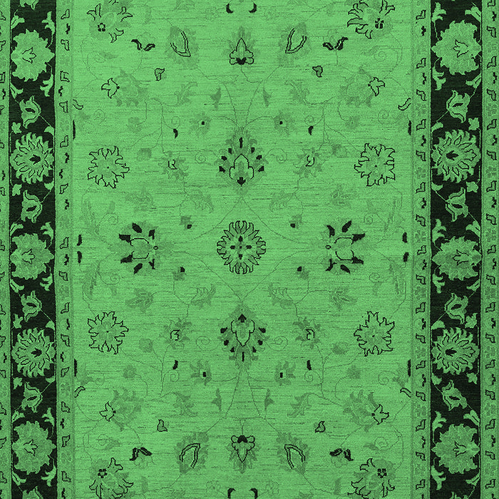 Machine Washable Oriental Emerald Green Traditional Area Rugs, wshurb811emgrn