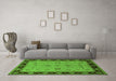 Machine Washable Oriental Green Traditional Area Rugs in a Living Room,, wshurb811grn