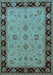 Machine Washable Oriental Light Blue Traditional Rug, wshurb811lblu