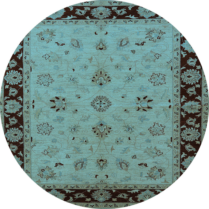 Round Oriental Light Blue Traditional Rug, urb811lblu