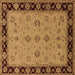 Square Machine Washable Oriental Brown Traditional Rug, wshurb811brn