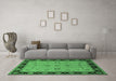 Machine Washable Oriental Emerald Green Traditional Area Rugs in a Living Room,, wshurb811emgrn