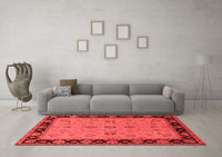 Machine Washable Oriental Red Traditional Rug, wshurb811red