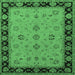 Square Machine Washable Oriental Emerald Green Traditional Area Rugs, wshurb811emgrn