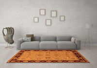 Machine Washable Oriental Orange Traditional Rug, wshurb811org