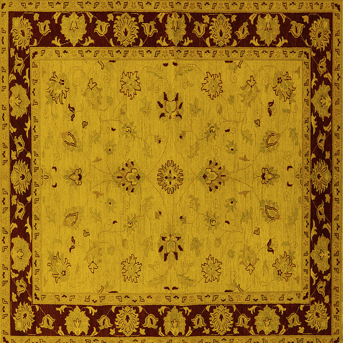 Square Machine Washable Oriental Yellow Traditional Rug, wshurb811yw