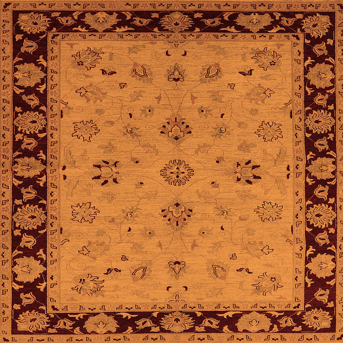 Square Oriental Orange Traditional Rug, urb811org