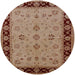 Round Mid-Century Modern Light Copper Gold Oriental Rug, urb811