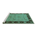 Sideview of Machine Washable Oriental Turquoise Traditional Area Rugs, wshurb811turq