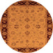 Round Machine Washable Oriental Orange Traditional Area Rugs, wshurb811org