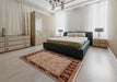 Mid-Century Modern Light Copper Gold Oriental Rug in a Bedroom, urb811