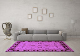 Machine Washable Oriental Purple Traditional Area Rugs in a Living Room, wshurb811pur