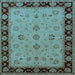 Square Machine Washable Oriental Light Blue Traditional Rug, wshurb811lblu