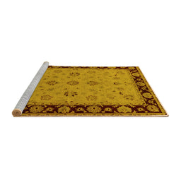 Sideview of Machine Washable Oriental Yellow Traditional Rug, wshurb811yw