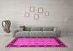 Machine Washable Oriental Pink Traditional Rug in a Living Room, wshurb811pnk