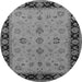 Round Machine Washable Oriental Gray Traditional Rug, wshurb811gry