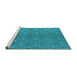 Sideview of Machine Washable Oriental Turquoise Industrial Area Rugs, wshurb812turq