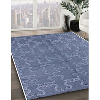 Mid-Century Modern Azure Blue Oriental Rug, urb812