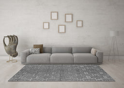 Machine Washable Oriental Gray Industrial Rug in a Living Room,, wshurb812gry