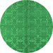 Round Oriental Green Industrial Rug, urb812grn